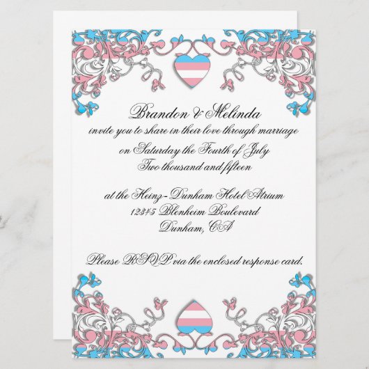 Einladung von Transgender Pride Hochzeit (Vorne/Hinten)