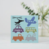 Einladung von Transportfahrzeugen zum Geburtstag (Stehend Vorderseite)