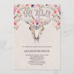 Einladung von Tribal Boho und Floral Baby Shower