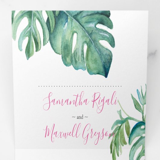 Einladung von Tropical Hawaii Hochzeit (Innen Erste Seite)