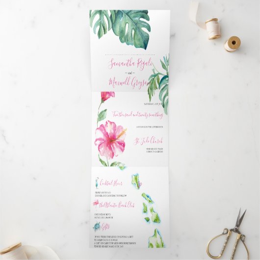 Einladung von Tropical Hawaii Hochzeit (Innenseite)