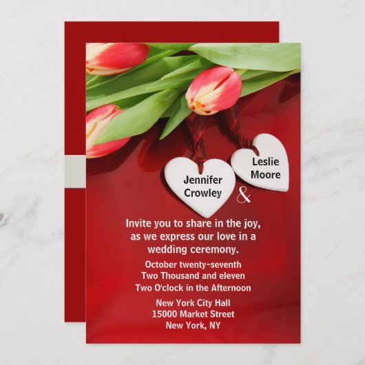 Einladung von Tulips und Herz (Vorne/Hinten)