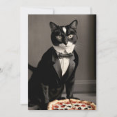 Einladung von Tuxedo Cat und Pizza (Vorderseite)