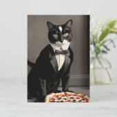 Einladung von Tuxedo Cat und Pizza (Stehend Vorderseite)
