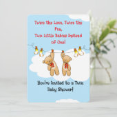 Einladung von Twin Baby Shower Bears (Stehend Vorderseite)