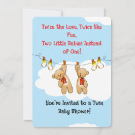 Einladung von Twin Baby Shower Bears