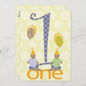 Einladung von Twin Boys zum ersten Geburtstag (Vorne/Hinten)