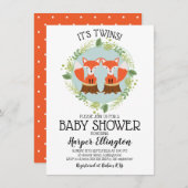 Einladung von Twin Fox Baby Shower (Vorne/Hinten)