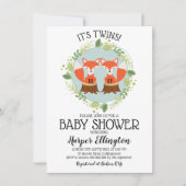Einladung von Twin Fox Baby Shower (Vorderseite)