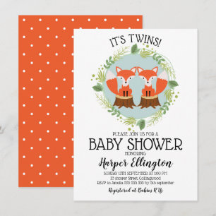 Einladung von Twin Fox Baby Shower