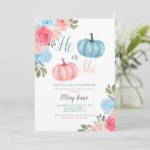 Einladung von Twin Pumpkin Gender Reveal Green (Stehend Vorderseite)