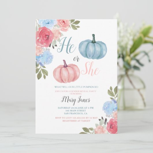 Einladung von Twin Pumpkin Gender Reveal Green (Stehend Vorderseite)