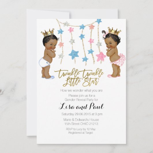 Einladung von Twinkle Girl oder Boy Gender (Vorderseite)