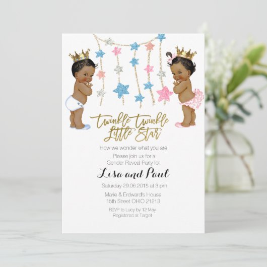 Einladung von Twinkle Girl oder Boy Gender (Stehend Vorderseite)