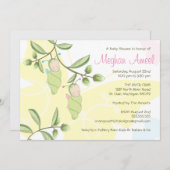 Einladung von Twins Baby Dusche - Schmetterlinge (Vorne/Hinten)