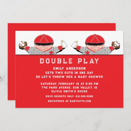 Einladung von Twins Baby Shower (Vorne/Hinten)