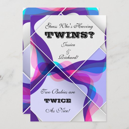 Einladung von Twins Baby Shower (Vorne/Hinten)