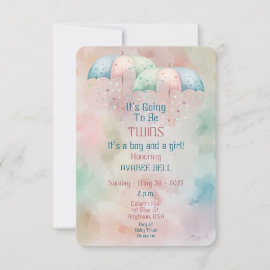 Einladung von Twins Boy and Girl Baby Shower (Vorderseite)