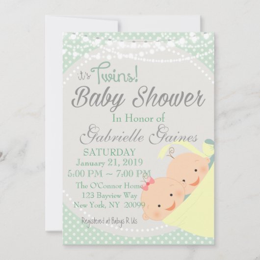 Einladung von Twins Boy and Girl Baby Shower (Vorderseite)