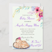 Einladung von Twins Boy and Girl Stork Baby Shower (Vorderseite)