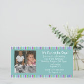 Einladung von Twins erste Geburtstagsparty (Stehend Vorderseite)