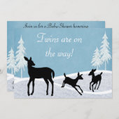 Einladung von Twins Woodland Deer Winter Baby Show (Vorne/Hinten)
