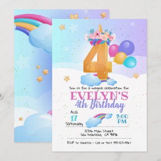Einladung von Unicorn 4. Geburtstag