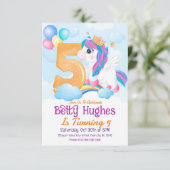 Einladung von Unicorn 5. Geburtstag (Stehend Vorderseite)