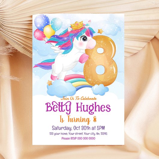 Einladung von Unicorn 8. Geburtstag