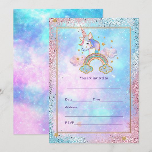 Einladung von Unicorn ausfüllen (Vorne/Hinten)