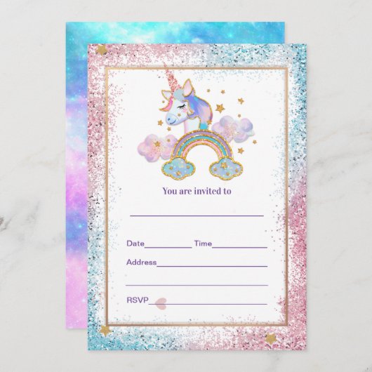 Einladung von Unicorn ausfüllen (Vorne/Hinten)