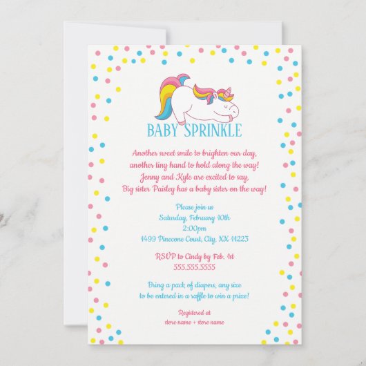 Einladung von Unicorn Baby Sprinkle (Vorderseite)