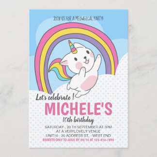 Einladung von Unicorn Cat Rainbow