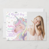 Einladung von Unicorn Foto (Vorderseite)