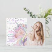 Einladung von Unicorn Foto (Stehend Vorderseite)