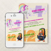 Einladung von Unicorn Gamer Joint Double Birthday