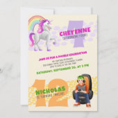 Einladung von Unicorn Gamer Joint Double Birthday (Vorderseite)