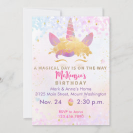 Einladung von Unicorn Geburtstagsparty Magical Met