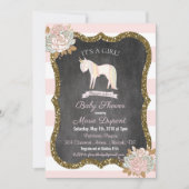 Einladung von Unicorn Glitzer Floral Baby Dusche (Vorderseite)