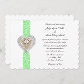 Einladung von Unicorn Green Lace Hochzeit (Vorne/Hinten)