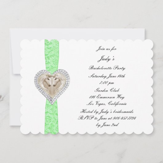Einladung von Unicorn Green Lace Junggeselinnen-Ab (Vorderseite)
