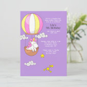 Einladung von Unicorn Heißluftballon (Stehend Vorderseite)