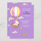 Einladung von Unicorn Heißluftballon (Vorne/Hinten)