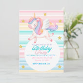 Einladung von Unicorn Kindergeburtstag (Stehend Vorderseite)