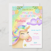 Einladung von Unicorn Kindergeburtstag (Vorderseite)