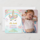 Einladung von Unicorn Kindergeburtstag Foto (Vorderseite)