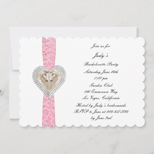 Einladung von Unicorn Pink Lace Junggeselinnen-Abs (Vorderseite)