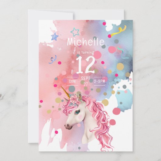 Einladung von Unicorn Retro (Vorderseite)