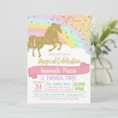 Einladung von Unicorn - Über den Regenbogen und di (Stehend Vorderseite)