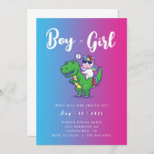 Einladung von Unicorn und Dinosaurier zur Genderfo (Vorne/Hinten)